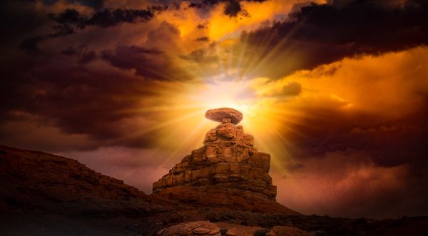 The infamous Mexican Hat structure in Utah.