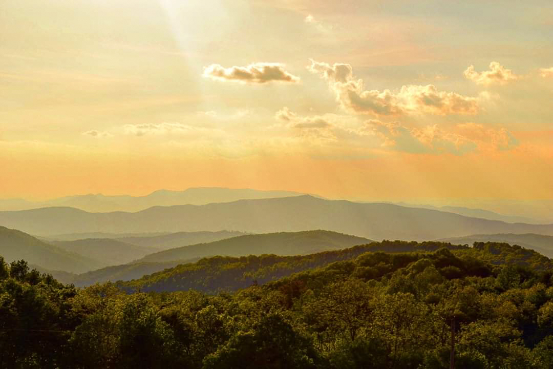 North Carolina Appalachian Mountains during sunset.