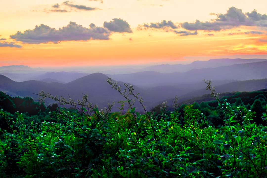 North Carolina Appalachian Mountains during sunset.