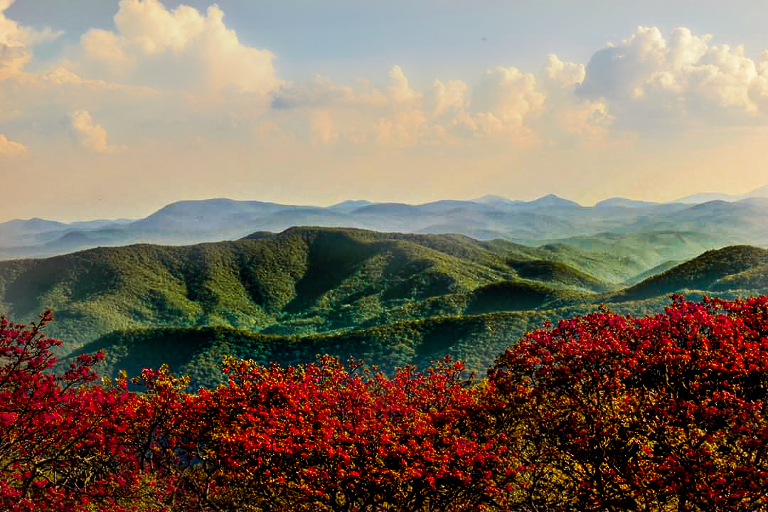 North Carolina Appalachian Mountains during sunset.