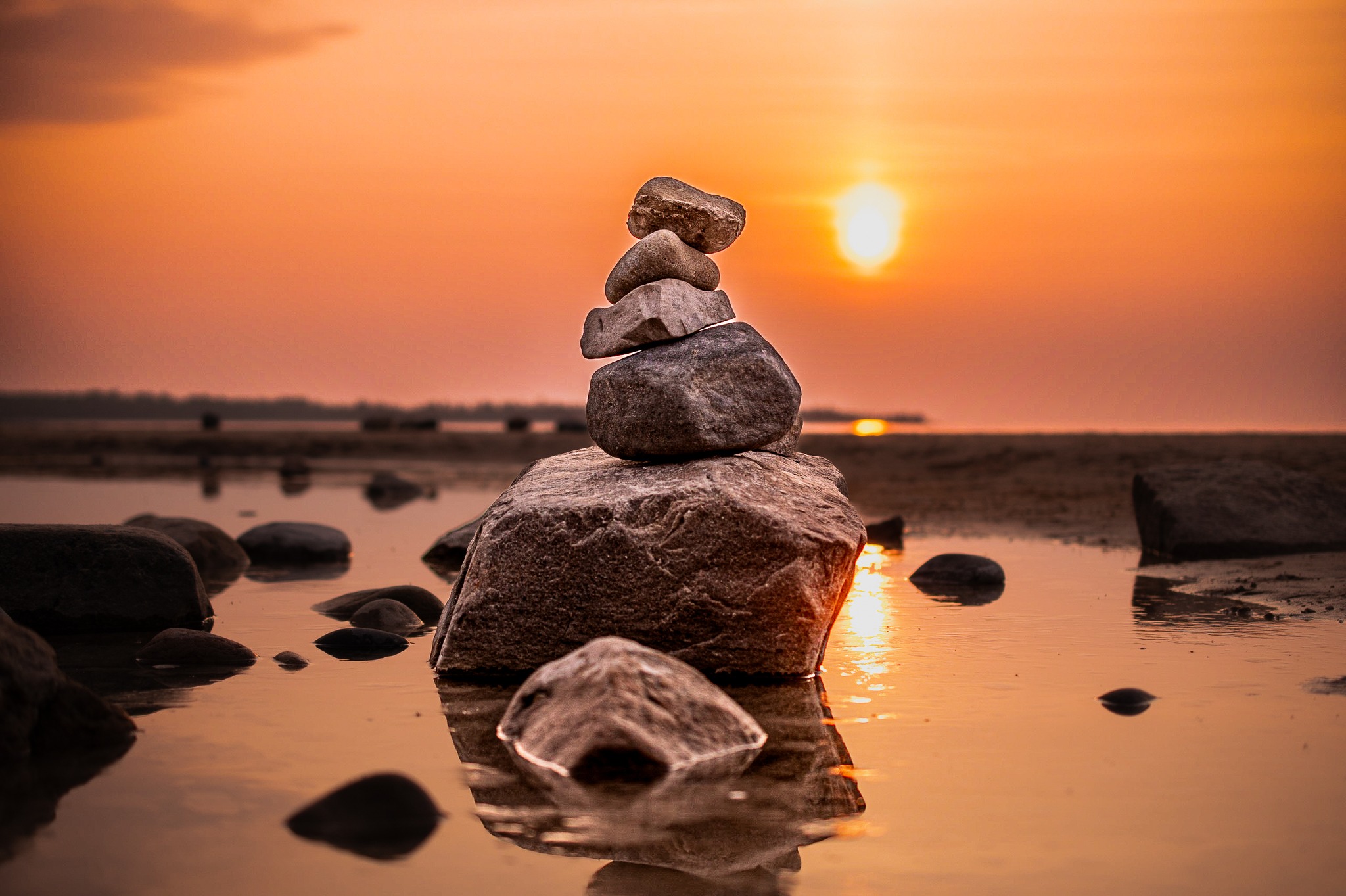 A pile of rocks found stacked on Lake Huron.